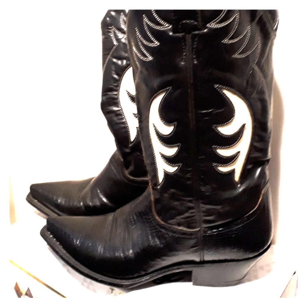 Judi Diamond Black and white women's cowboy boots